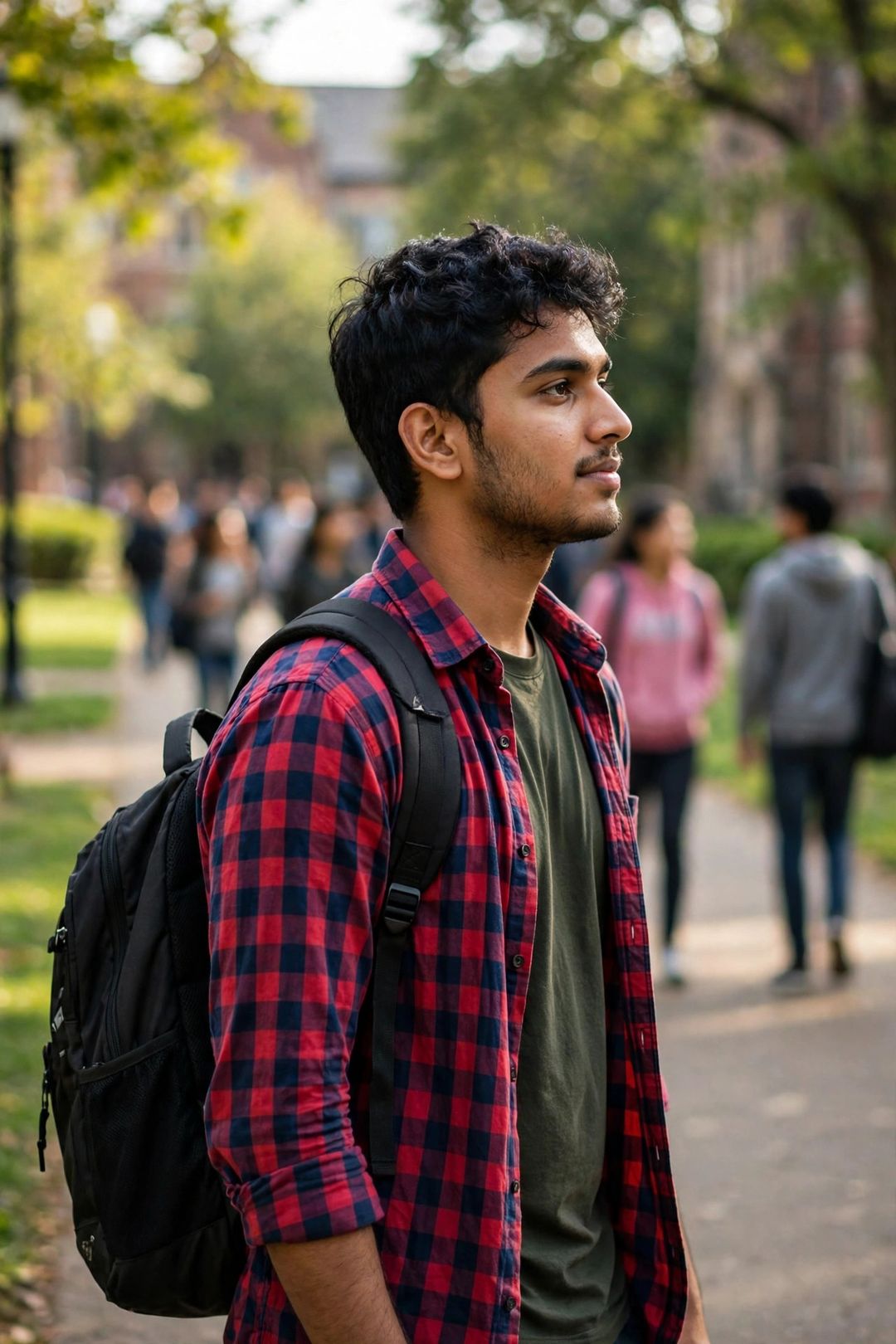 Boy college campus casual look AI photo edit