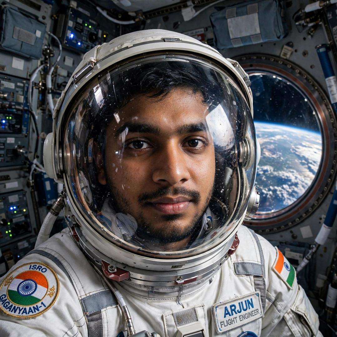 Boy astronaut space look AI photo editing prompt