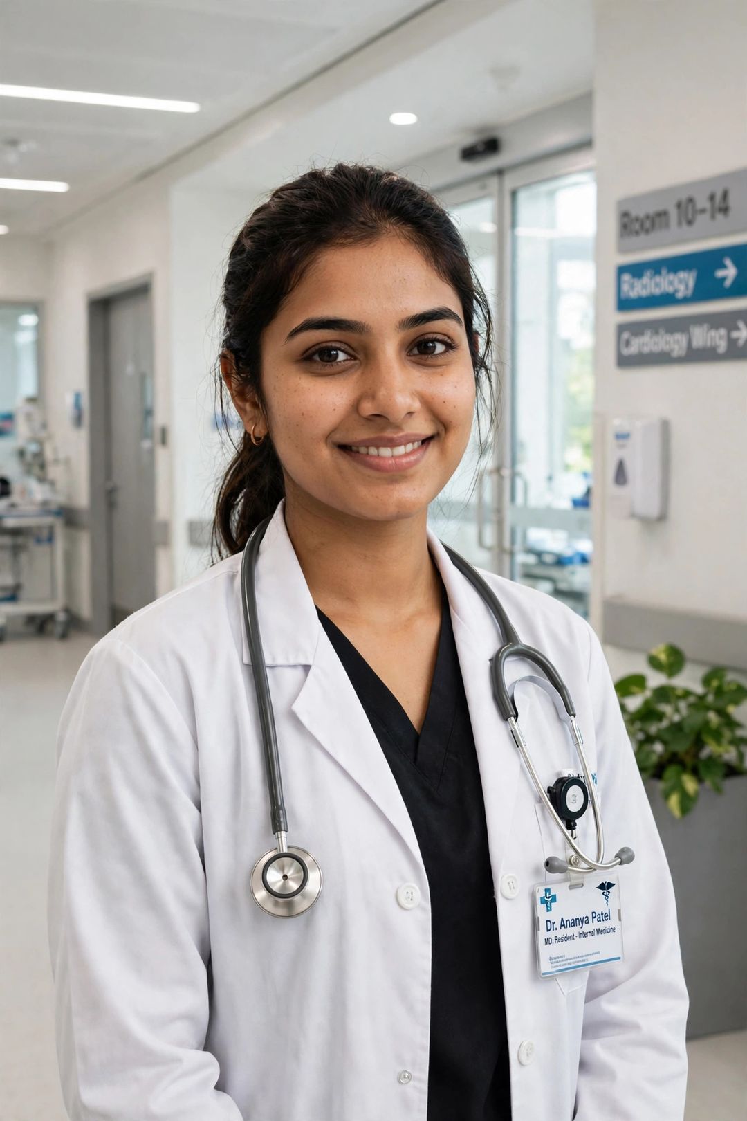 Girl doctor white coat look Gemini photo editing prompt