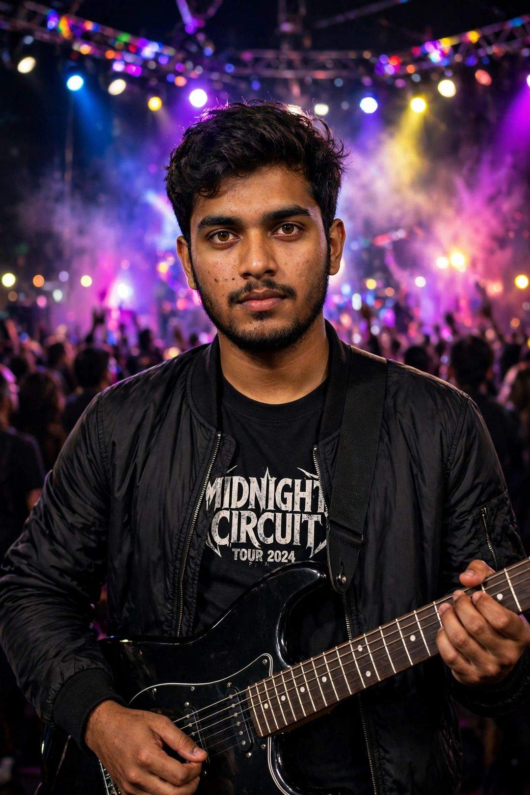 Boy rockstar stage guitar look Gemini photo edit