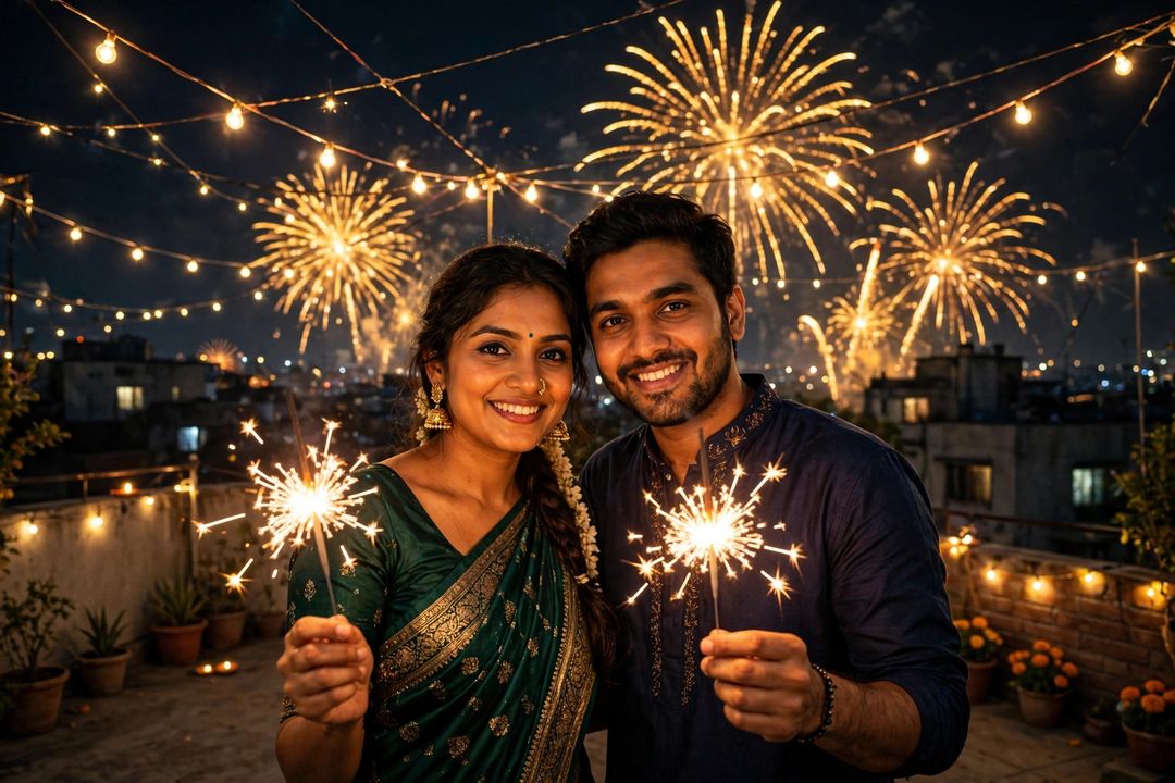 Couple New Year fireworks look Gemini photo editing prompt