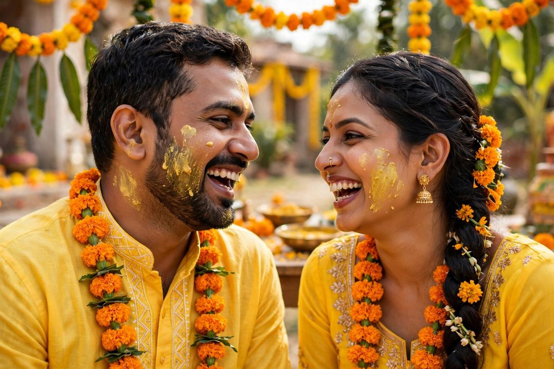 Couple haldi ceremony look Gemini photo edit