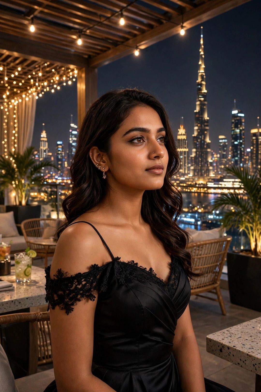 Girl Dubai skyline Burj Khalifa look Gemini photo editing prompt