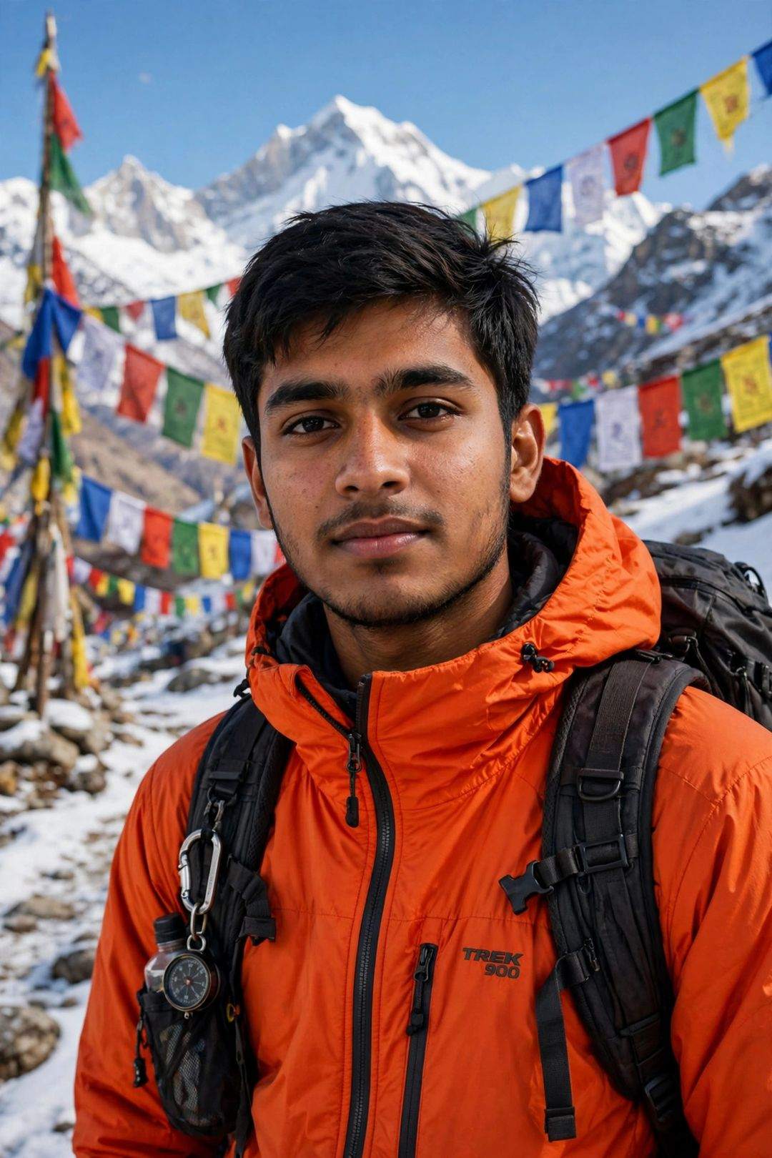 Boy snow mountain trek look Gemini photo edit