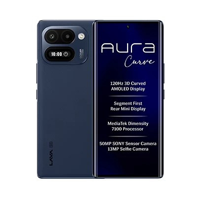 Lava Aura Curve 5G official product image in Ambar Blue