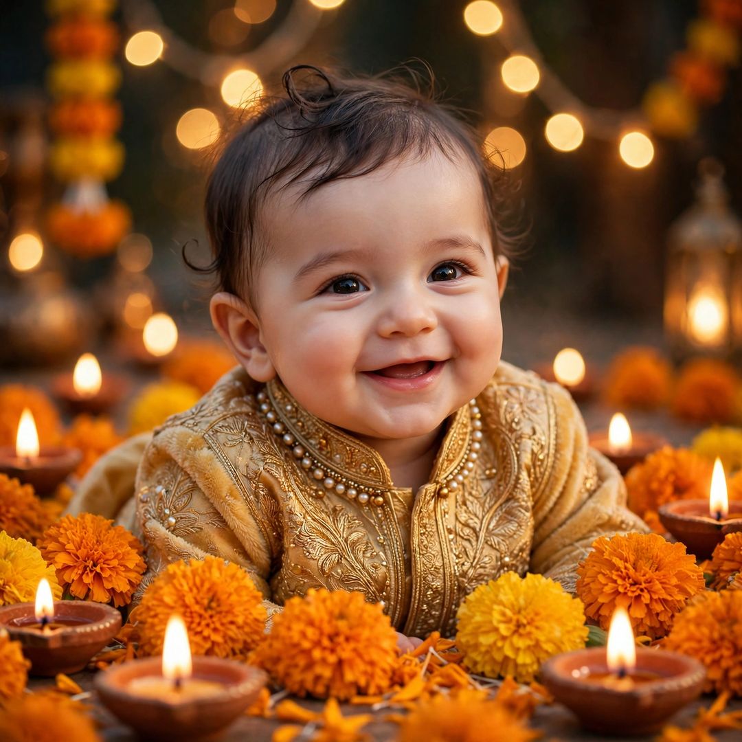 Diwali Diya Baby Portrait — prompt result