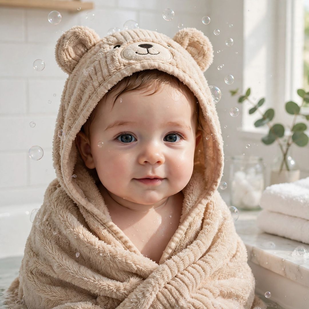 Bubble Bath Towel Portrait — prompt result