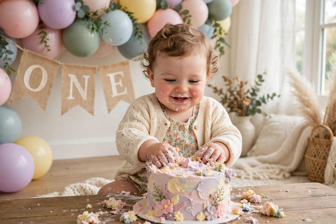12 Months First Birthday Cake Smash — prompt result