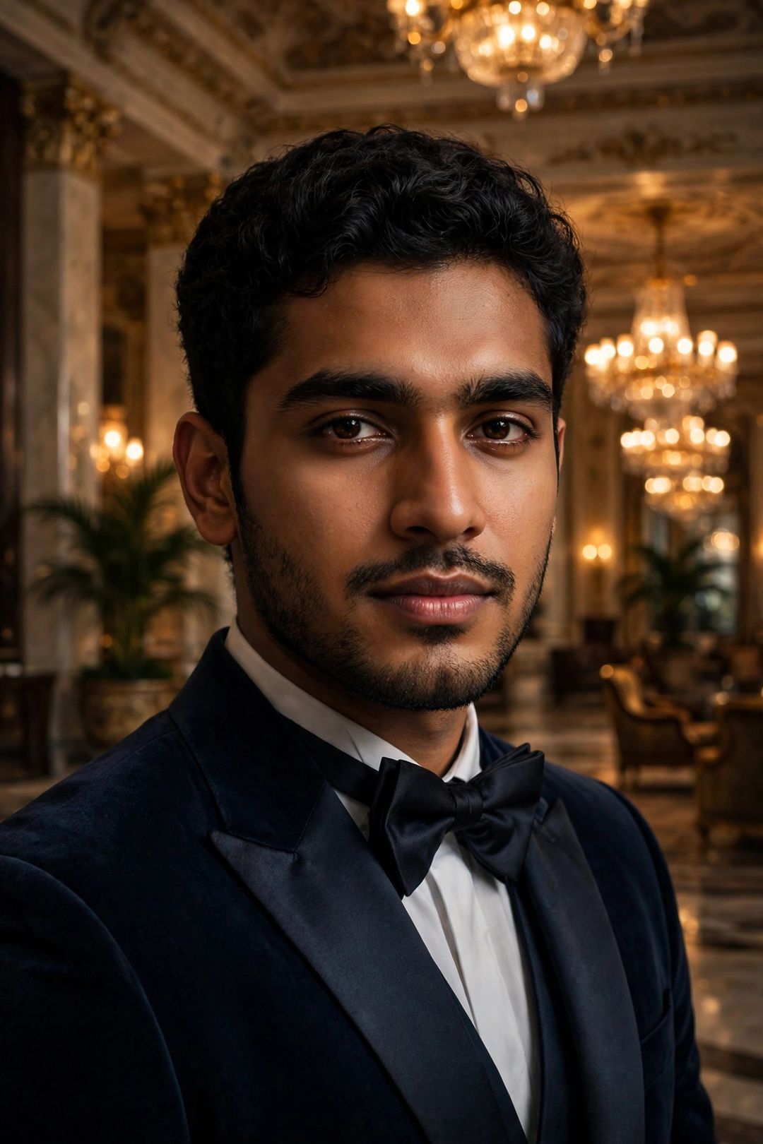 Boy midnight blue tuxedo portrait edited with ChatGPT photo editing prompt
