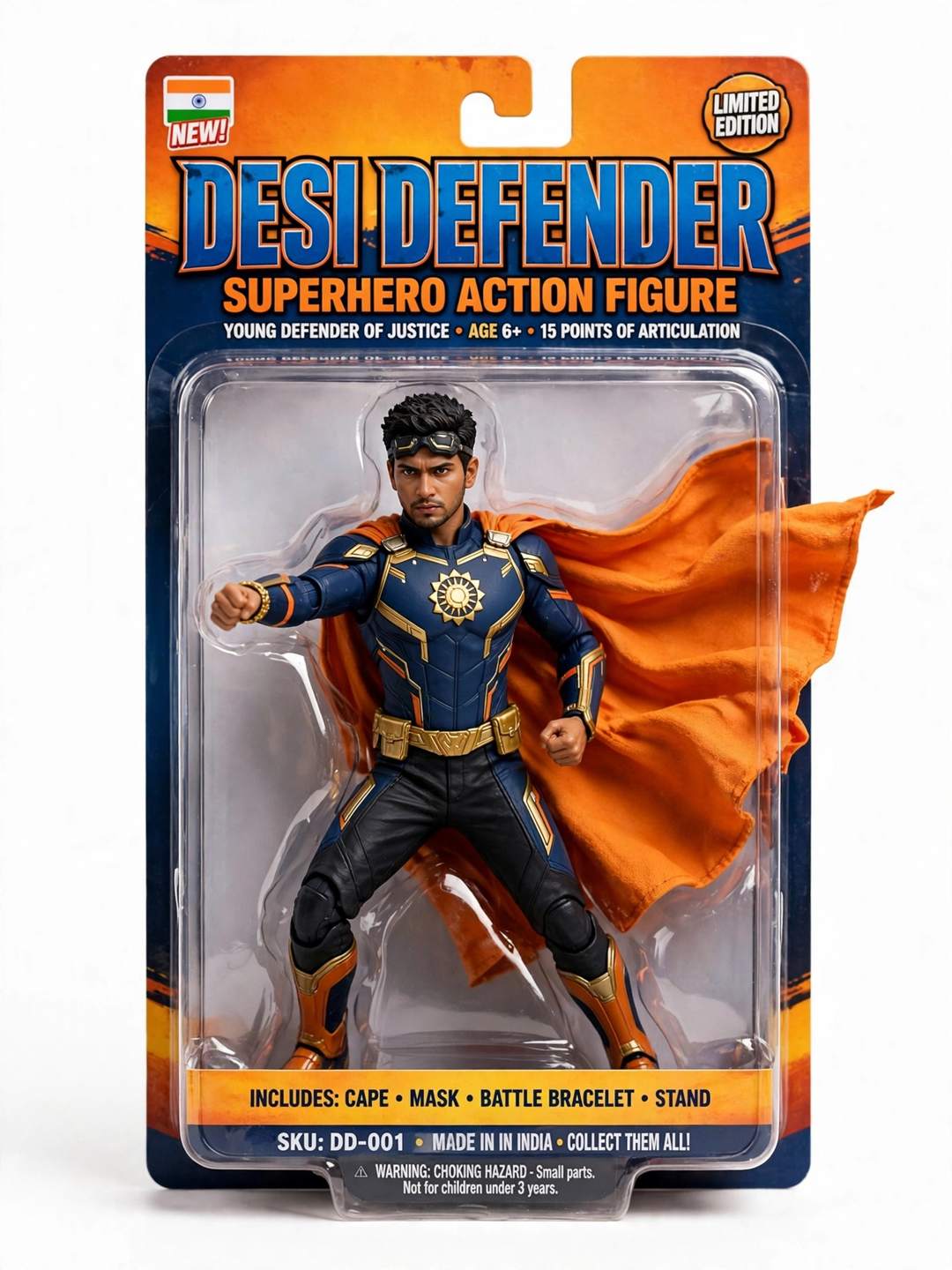 Boy superhero action figure blister pack ChatGPT photo edit