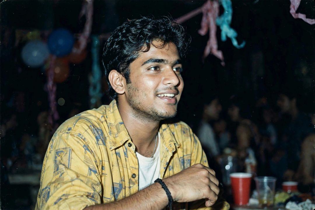 Boy disposable camera party flash photo edit prompt