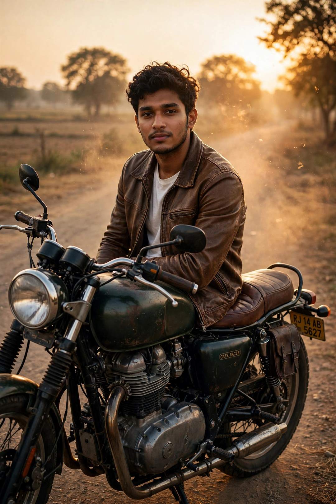 Boy cafe racer biker look ChatGPT photo edit