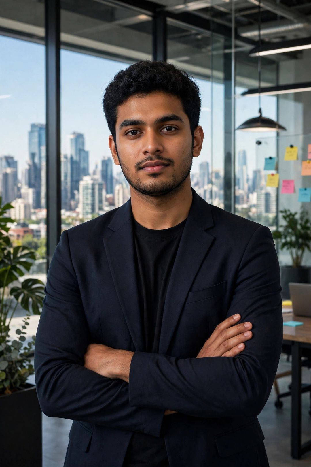 Boy startup founder office look photo editing prompt