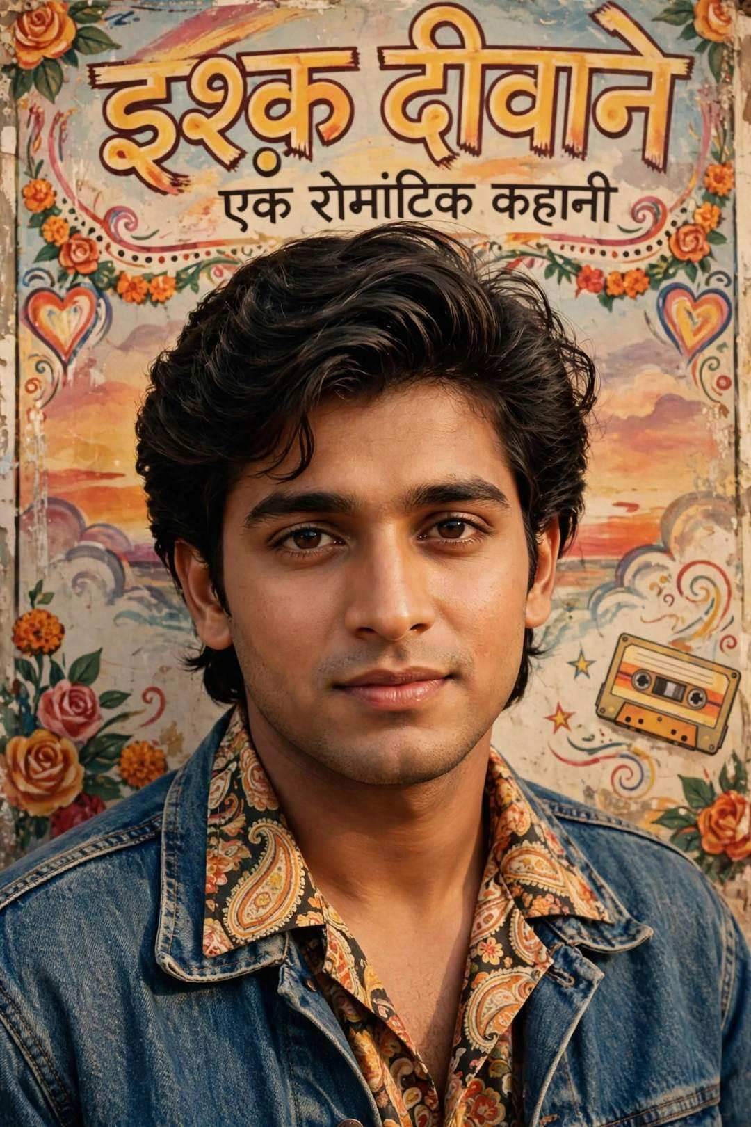 Boy 90s Bollywood retro style photo editing prompt