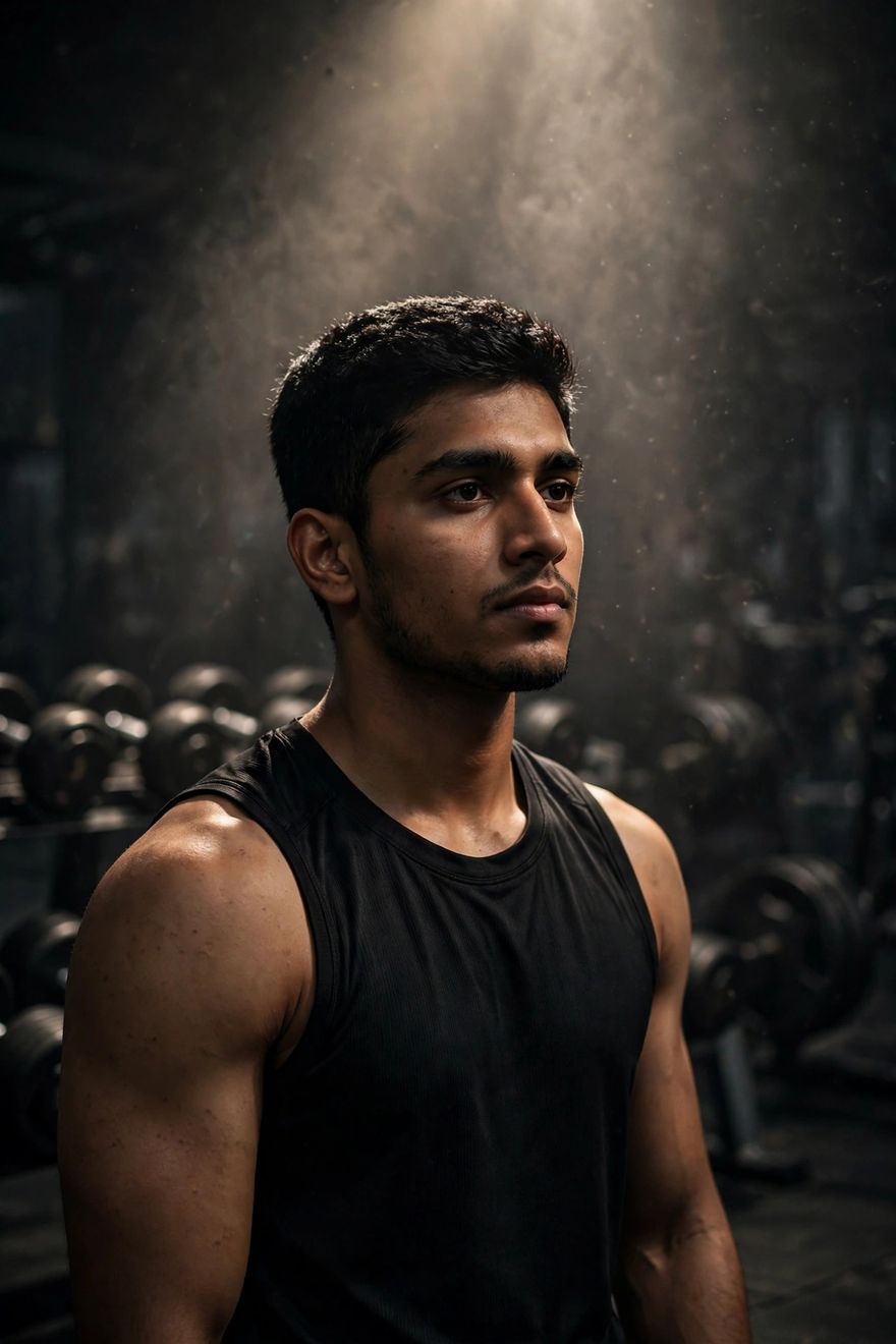Boy gym aesthetic photo editing prompt result