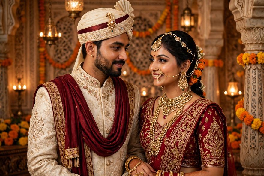 Couple royal wedding look ChatGPT photo edit