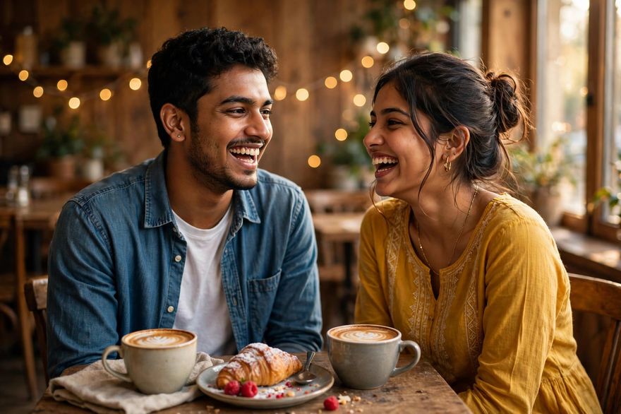 Couple coffee date aesthetic ChatGPT photo edit