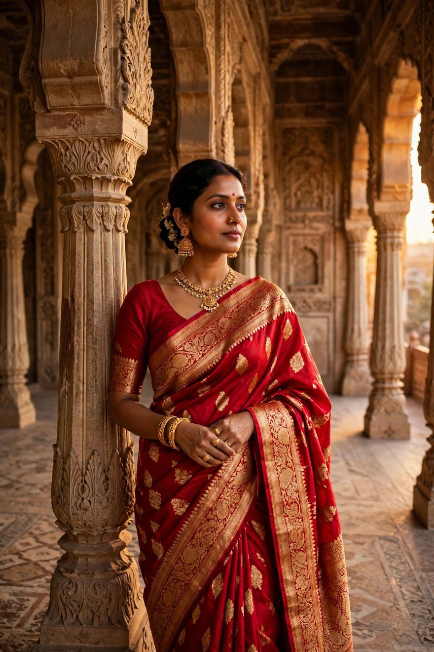 Banarasi red saree royal look ChatGPT photo editing prompt