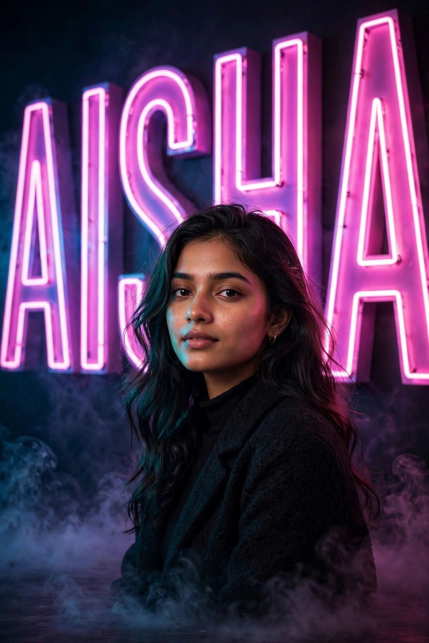 Glowing name text behind portrait ChatGPT photo editing prompt
