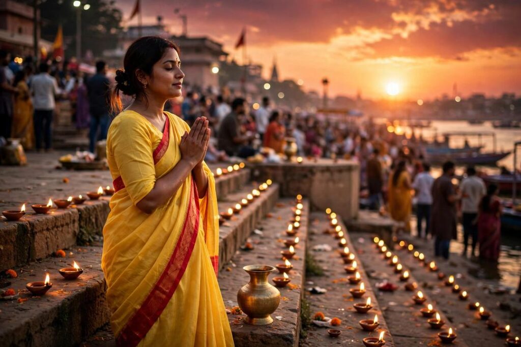Chhath Puja Gemini prompt example result evening arghya sunset