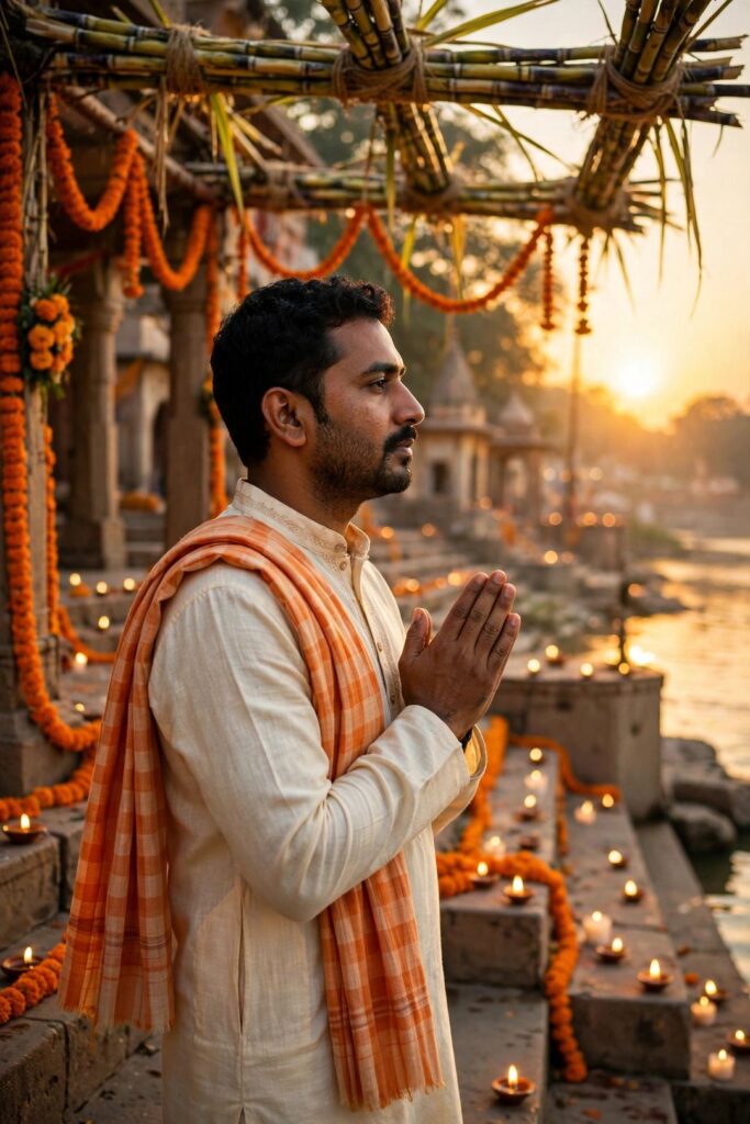 Chhath Puja Gemini prompt example result traditional portrait for men