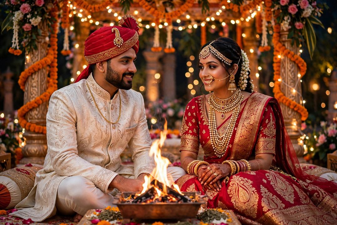 Couple Hindu wedding pheras mandap ChatGPT photo editing prompt