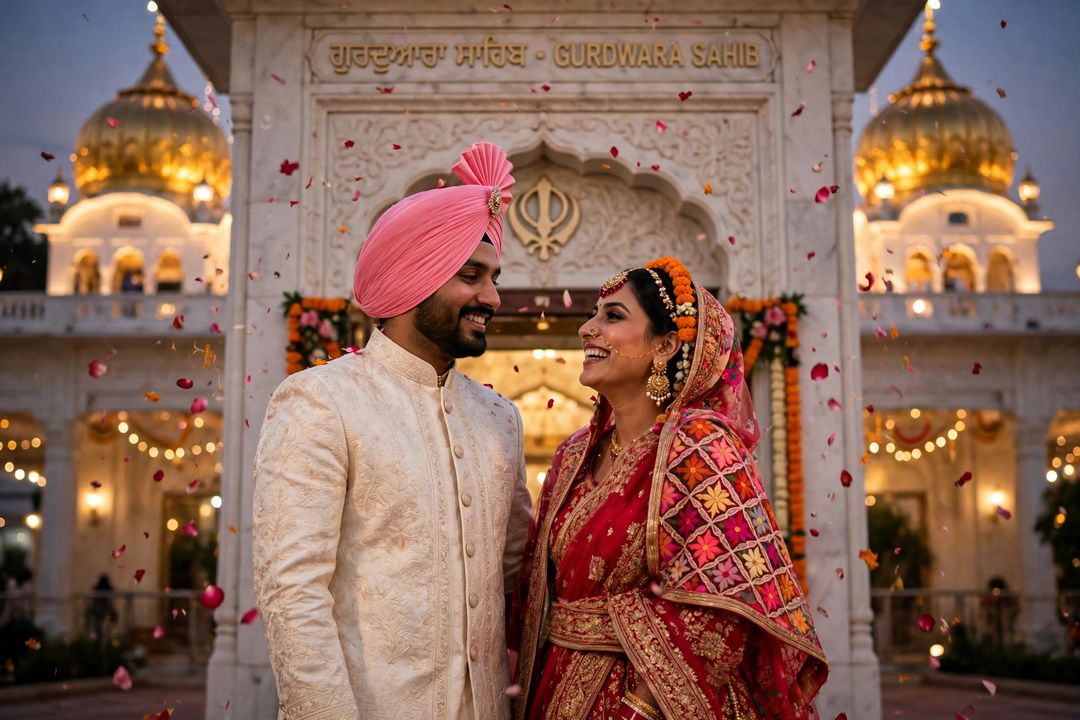 Couple Punjabi wedding gurdwara ChatGPT photo editing prompt