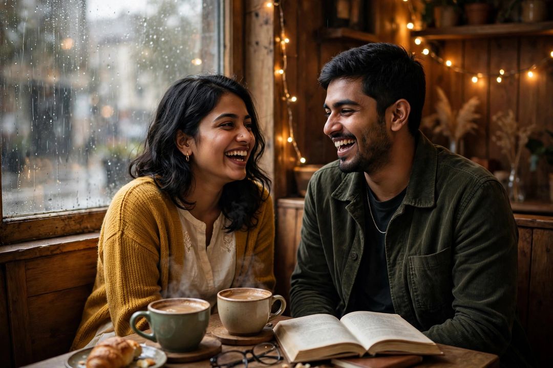 Couple cosy coffee date window seat ChatGPT photo editing prompt