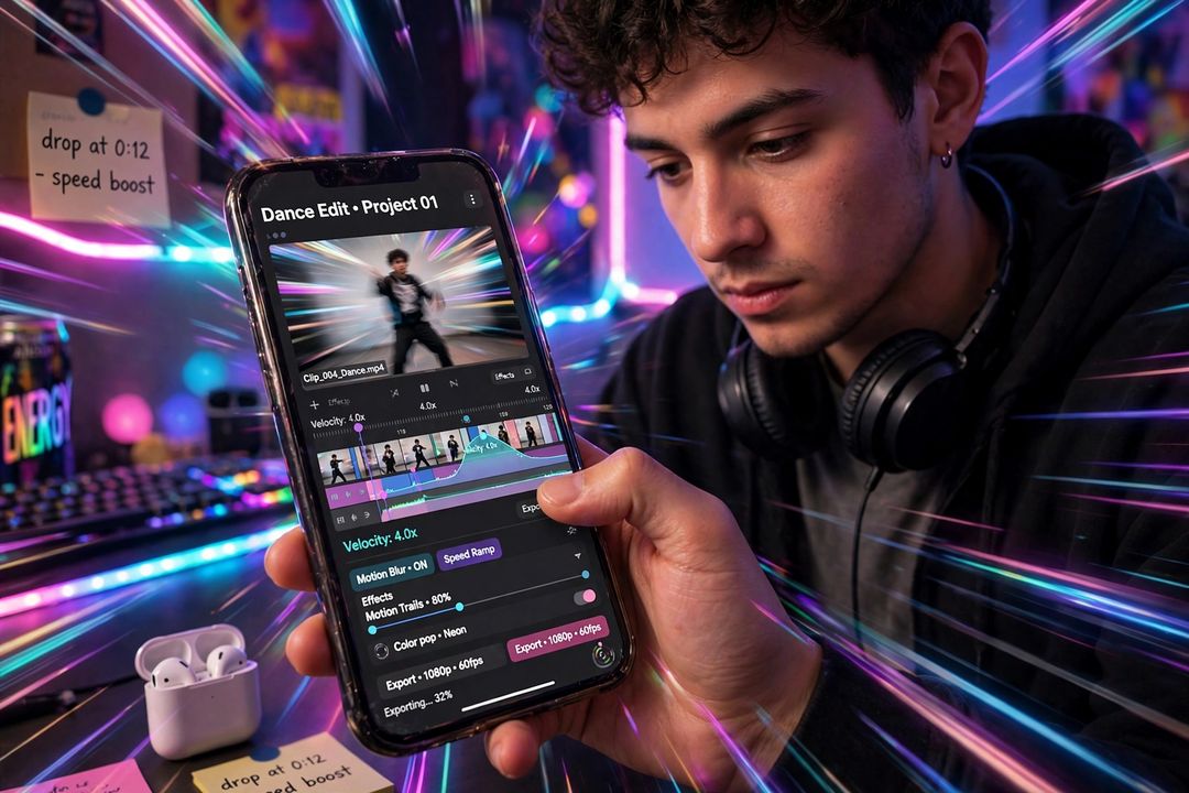 Making a velocity edit dance video in CapCut on a phone with motion effect