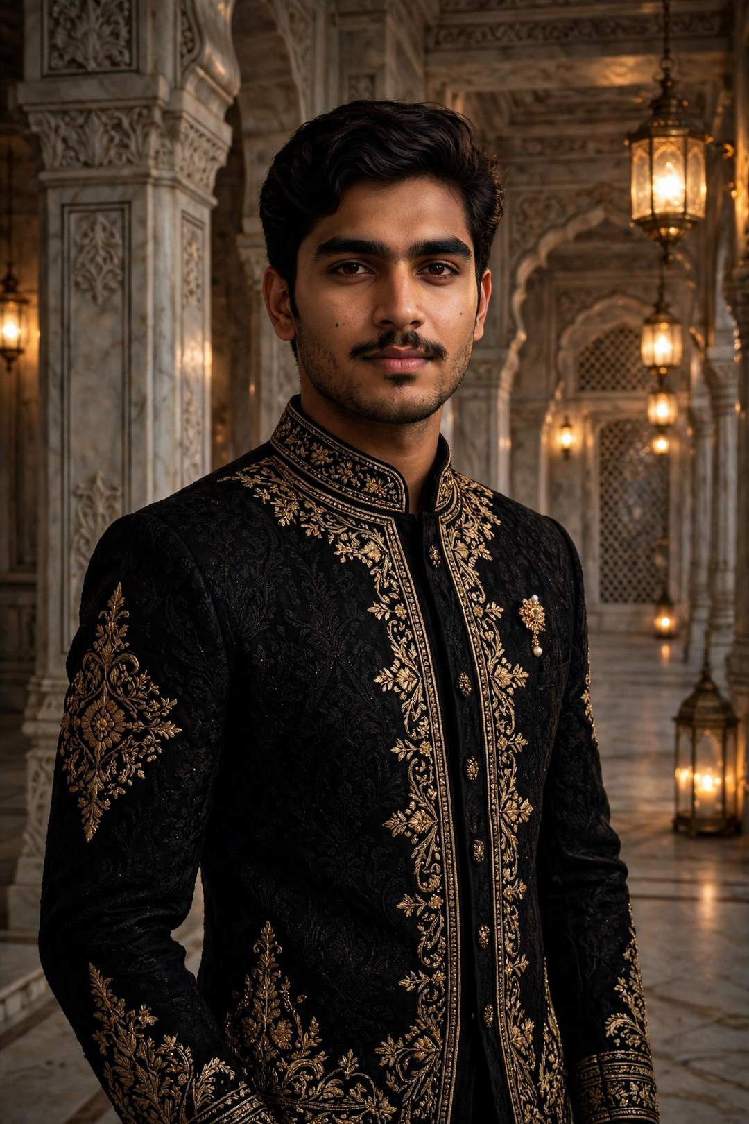 Royal Black Sherwani DP — AI DP prompt result