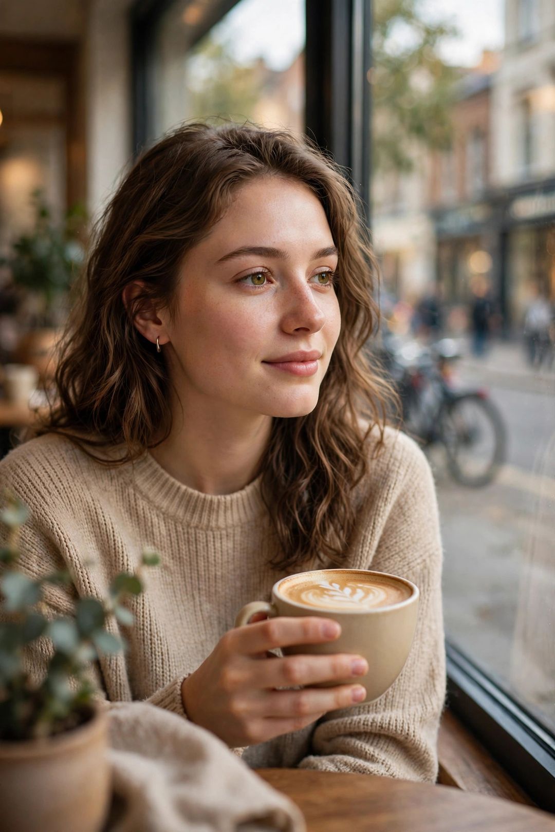 Coffee Shop Window DP — AI DP prompt result