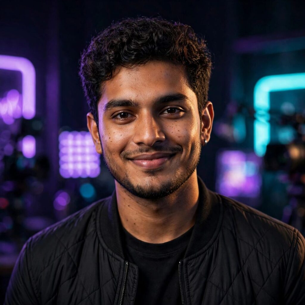 Gemini AI profile photo example content creator neon look