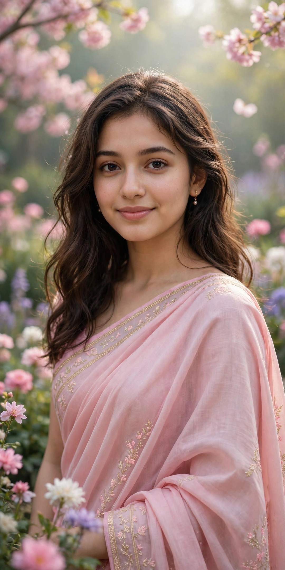 Pastel Saree Garden DP — AI DP prompt result