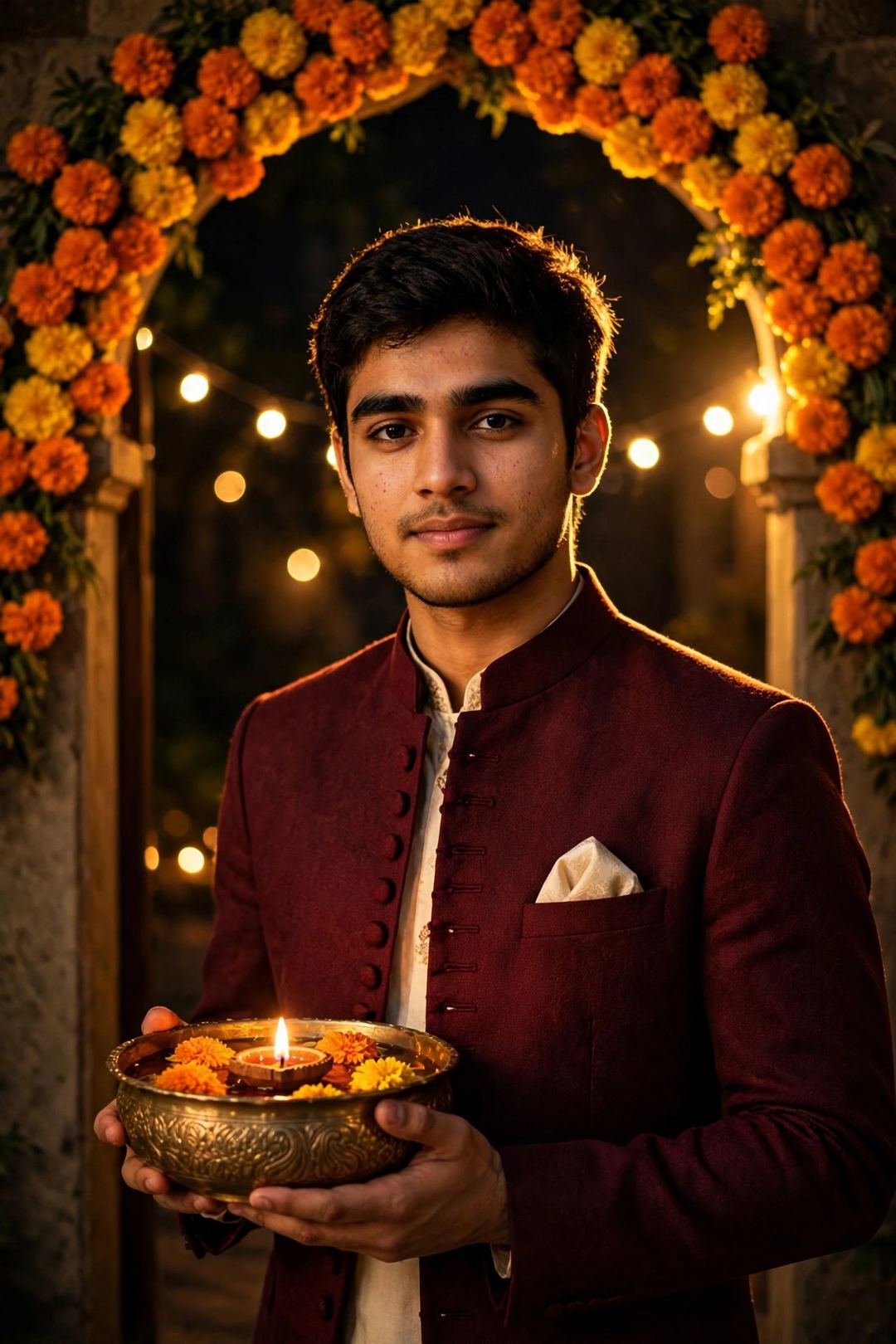 Result of Prompt 3 – maroon bandhgala royal look