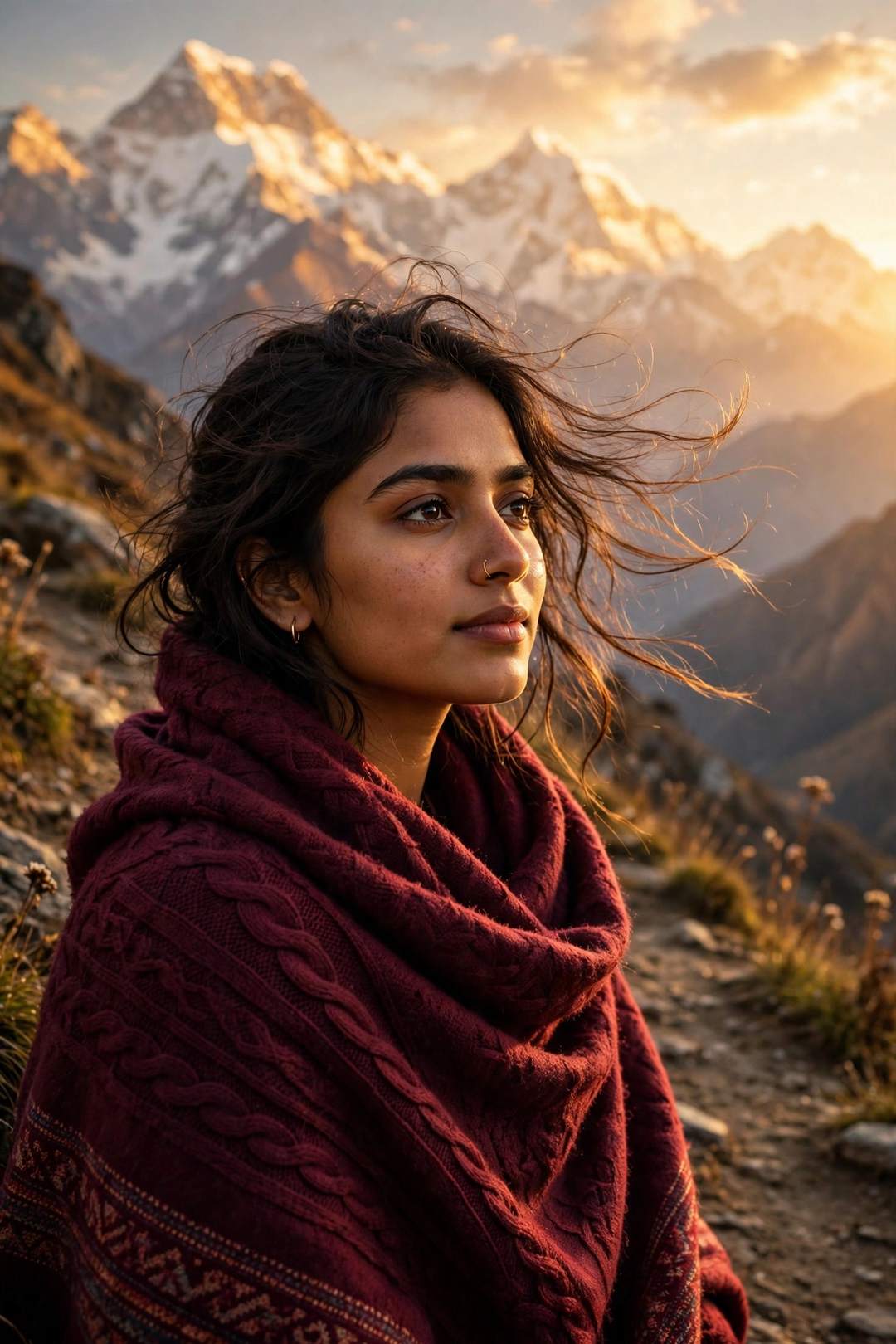 Himalayan Girl Golden Hour — Gemini AI photo prompt result