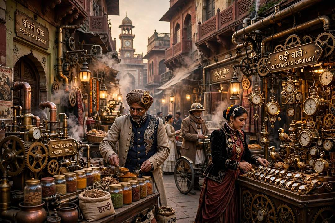 Steampunk Market India — Gemini AI photo prompt result
