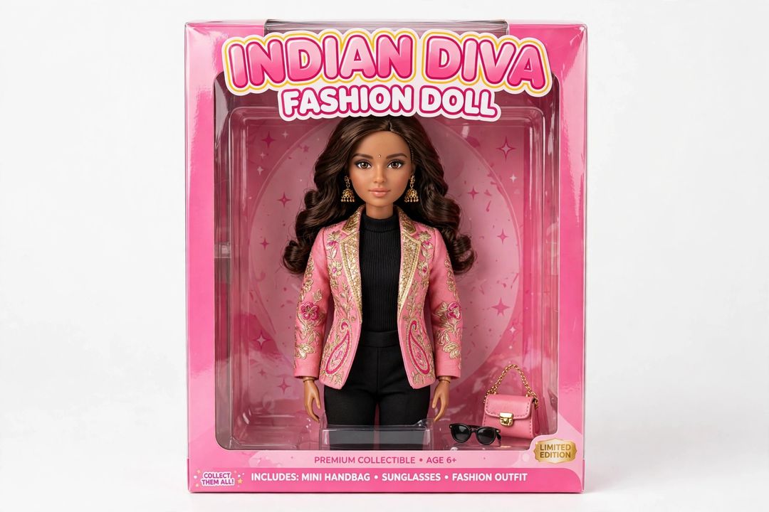 Girl pink toy box action figure trend ChatGPT photo editing prompt