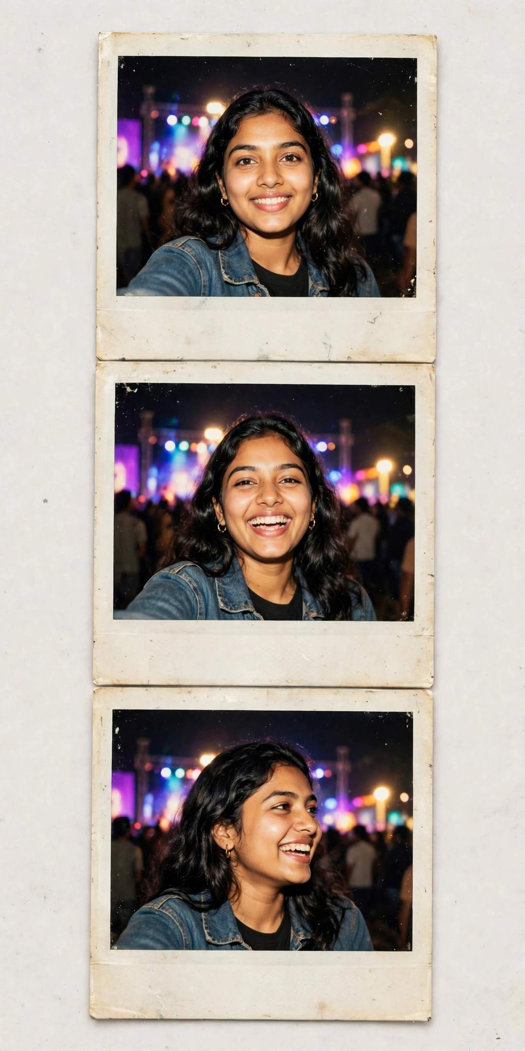 Girl concert polaroid strip flash photo edit ChatGPT prompt
