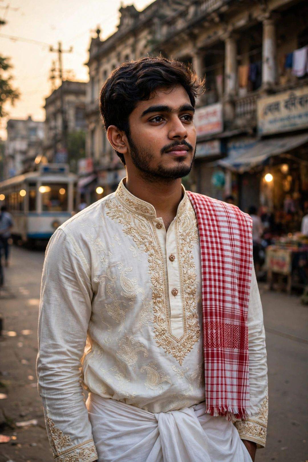 Boy Bengali dhoti kurta traditional Gemini photo editing prompt