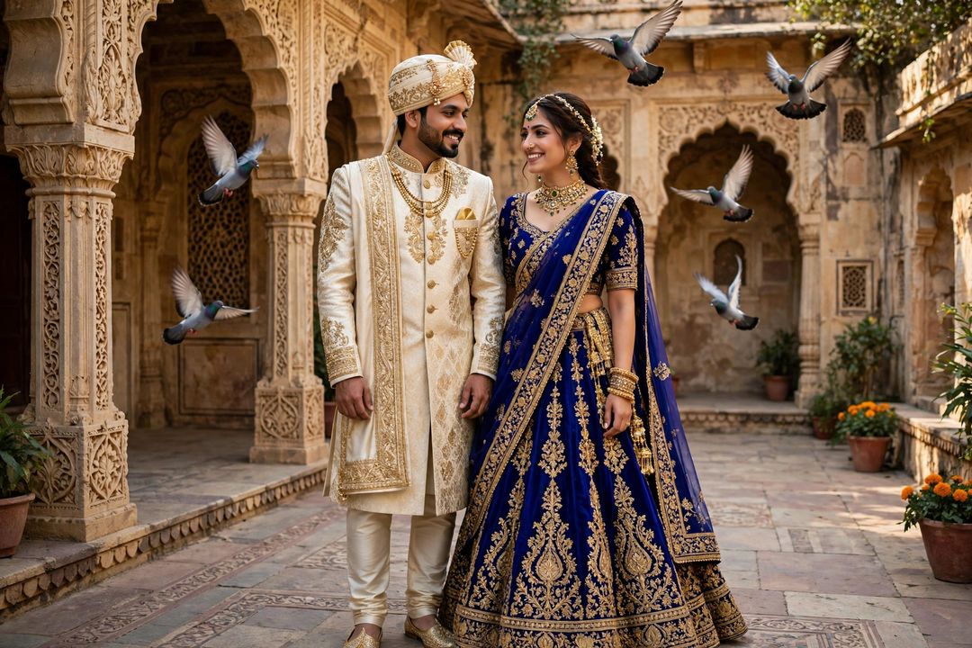 Couple royal heritage palace look Gemini prompt