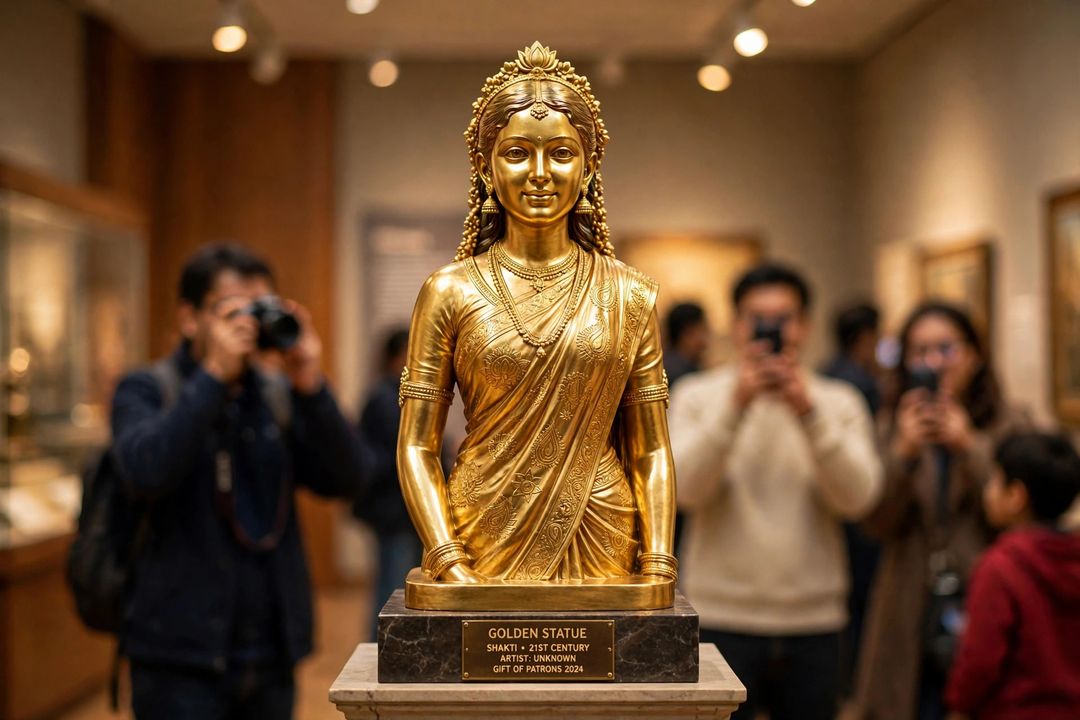 Golden statue museum look Gemini photo editing prompt