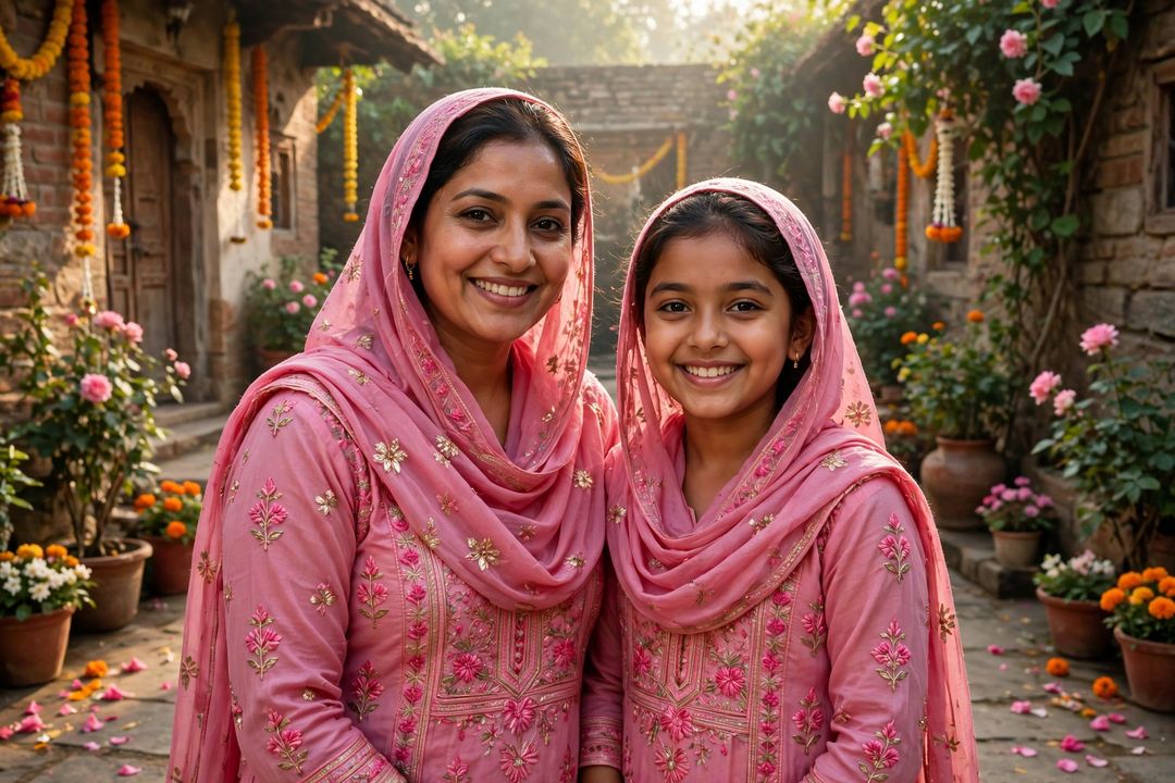Mother Daughter Phulkari — prompt result