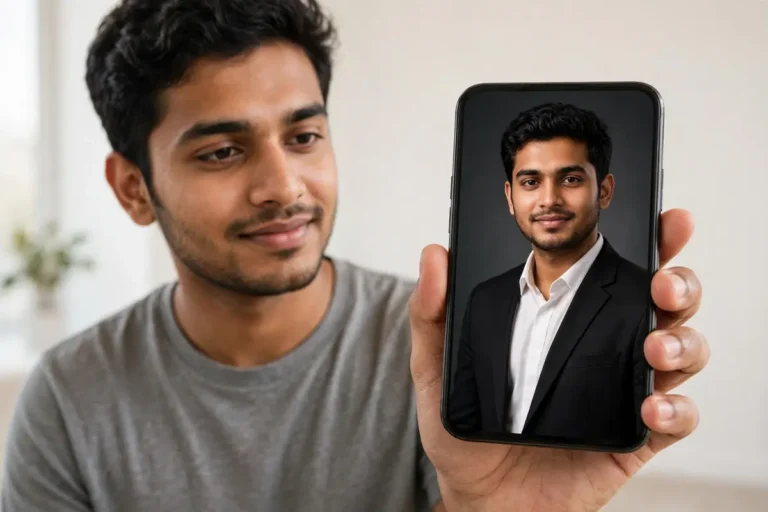 Professional AI profile photo DP created with Gemini app from a selfie