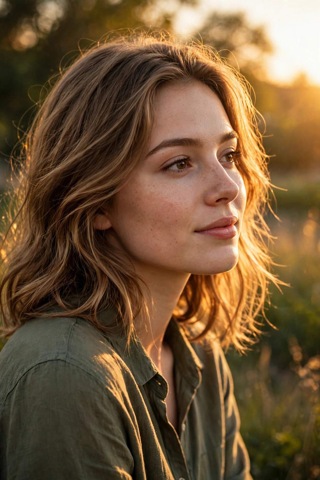 Golden hour glow portrait — Meta AI photo editing prompt result