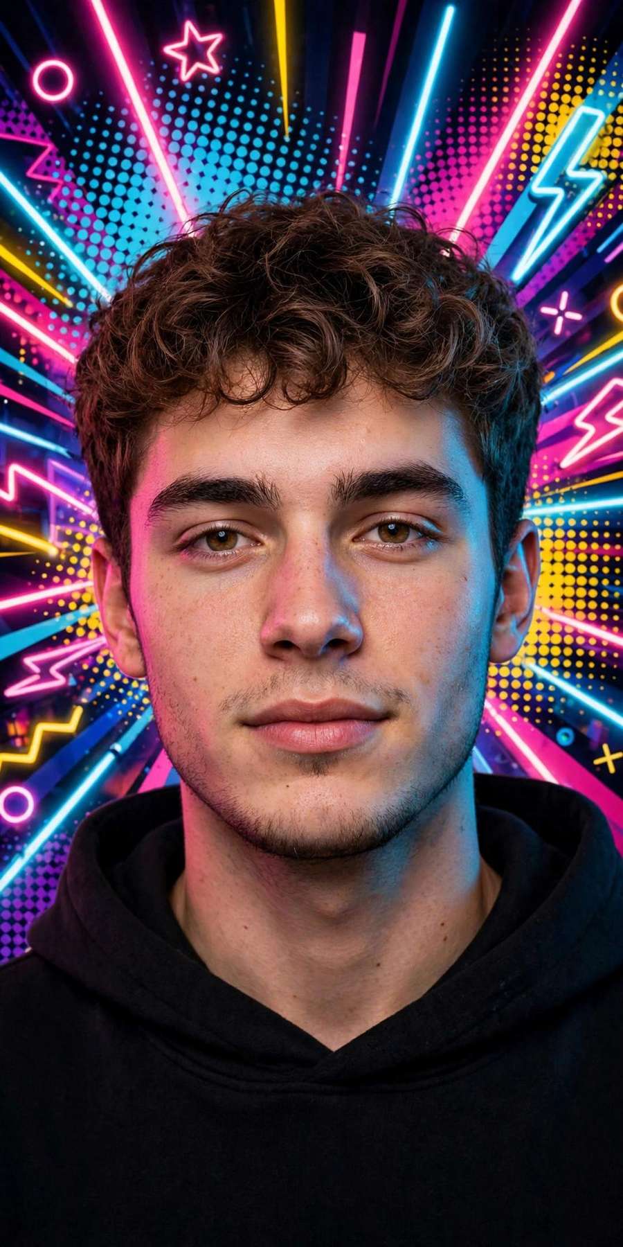 Neon pop art portrait — Meta AI photo editing prompt result