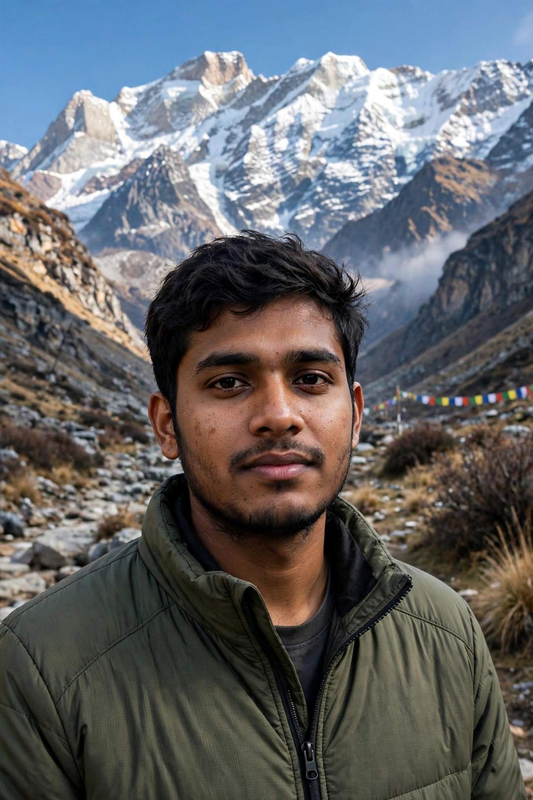 Mountain adventure background — Meta AI photo editing prompt result