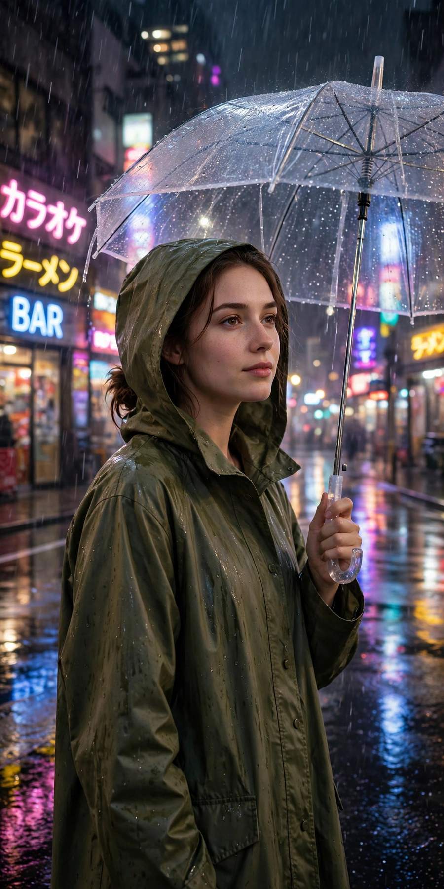 Rainy city night background — Meta AI photo editing prompt result