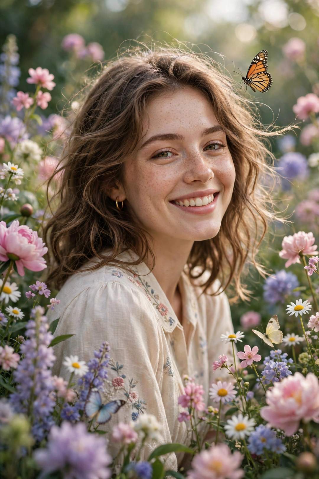Dreamy flower garden background — Meta AI photo editing prompt result