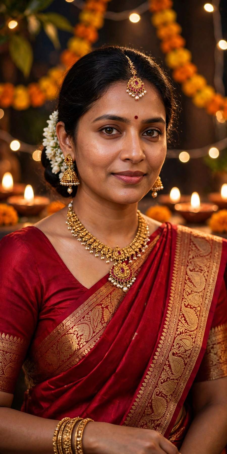 Traditional saree look — Meta AI photo editing prompt result