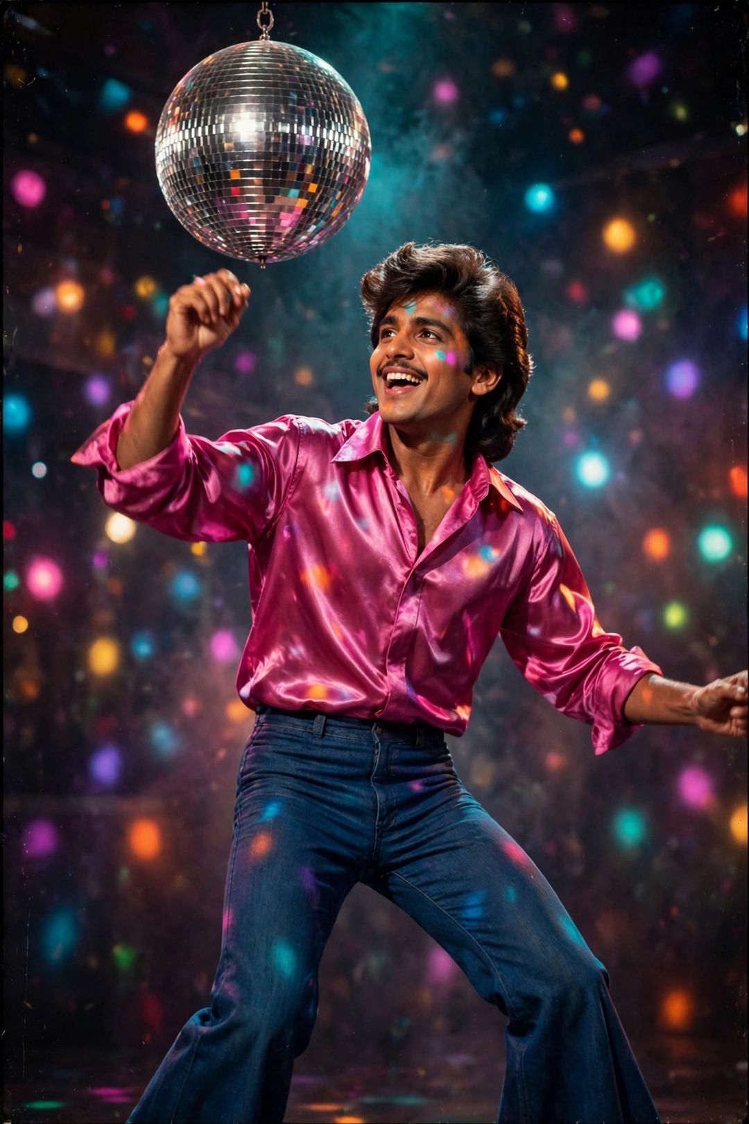 80s Bollywood Hero Disco Look — 1980s AI photo editing prompt result